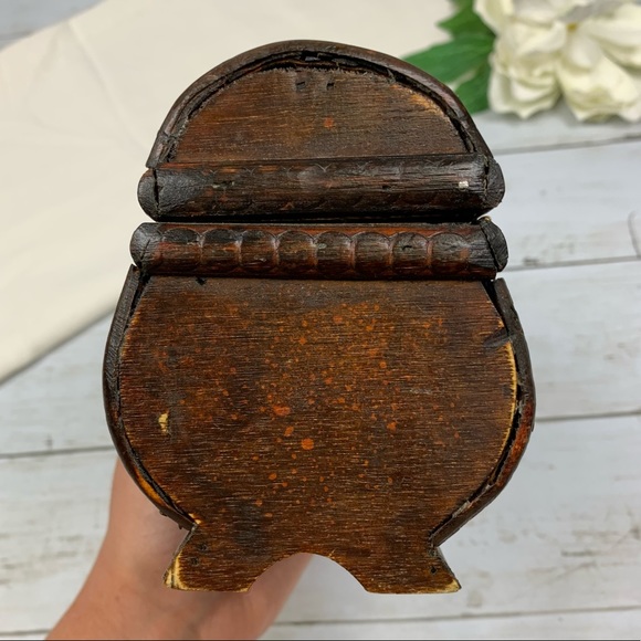 Mini Wooden Basket Weave Latch Hinged Trunk - Picture 8 of 13